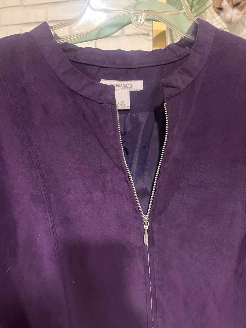 dressbarn Deep Purple Zip-Front Bomber Jacket - Picture 2 of 6